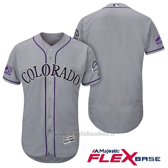 Maglia Baseball Uomo Colorado Rockies Grigio 25th Season Flex Base
